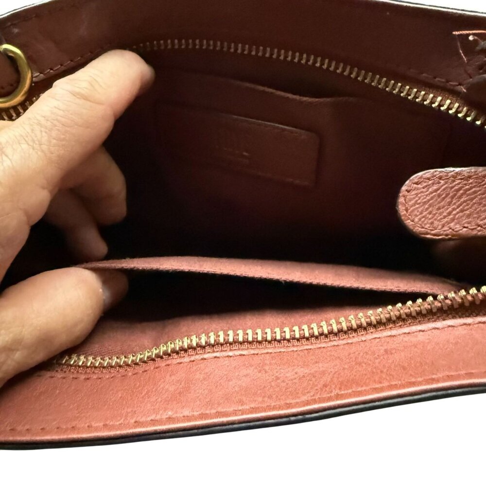 Frye Lucy Leather Wristlet Clutch Women's Brown Everyday Minimalist Classic - Picture 7 of 9